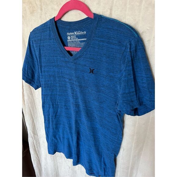 Hurley Blue V-Neck T-Shirt Premium Fit Mens Size Small - Picture 2 of 7